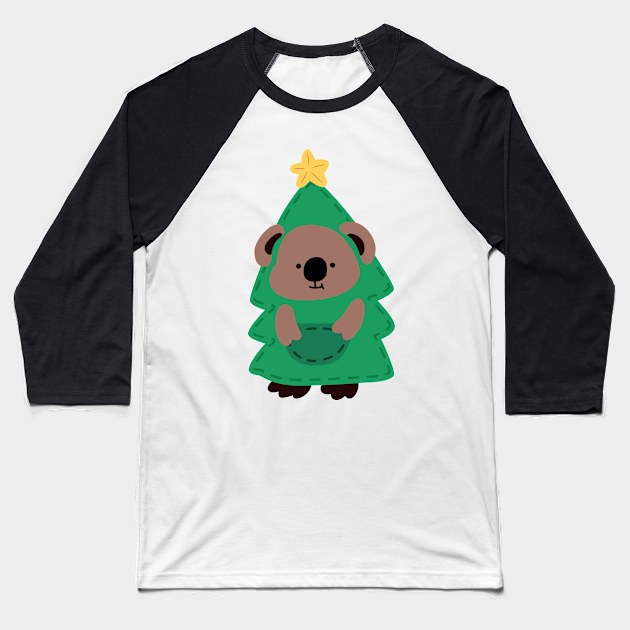 Cute Koala Dressed As a Christmas Tree Baseball T-Shirt by Random_stuff_420